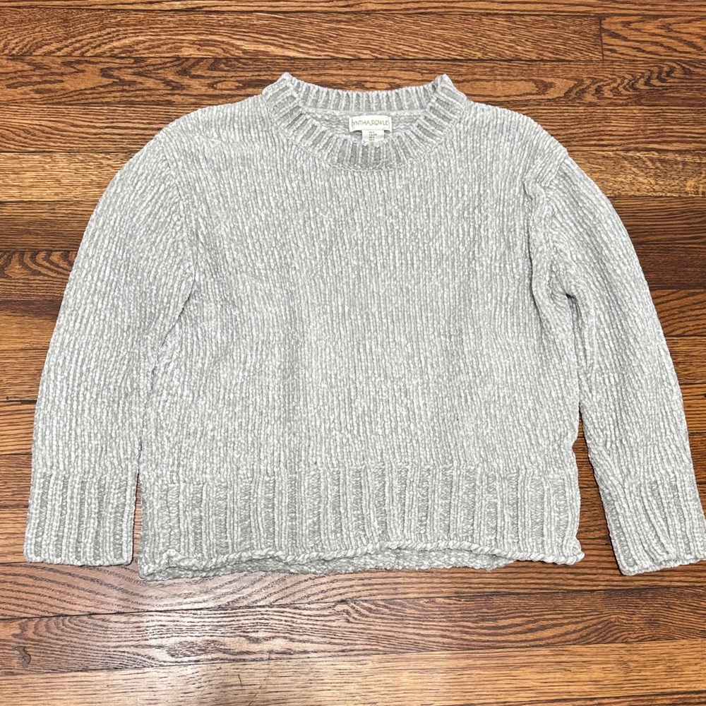 Cynthia Rowley Light Gray Chenille Crewneck Sweater